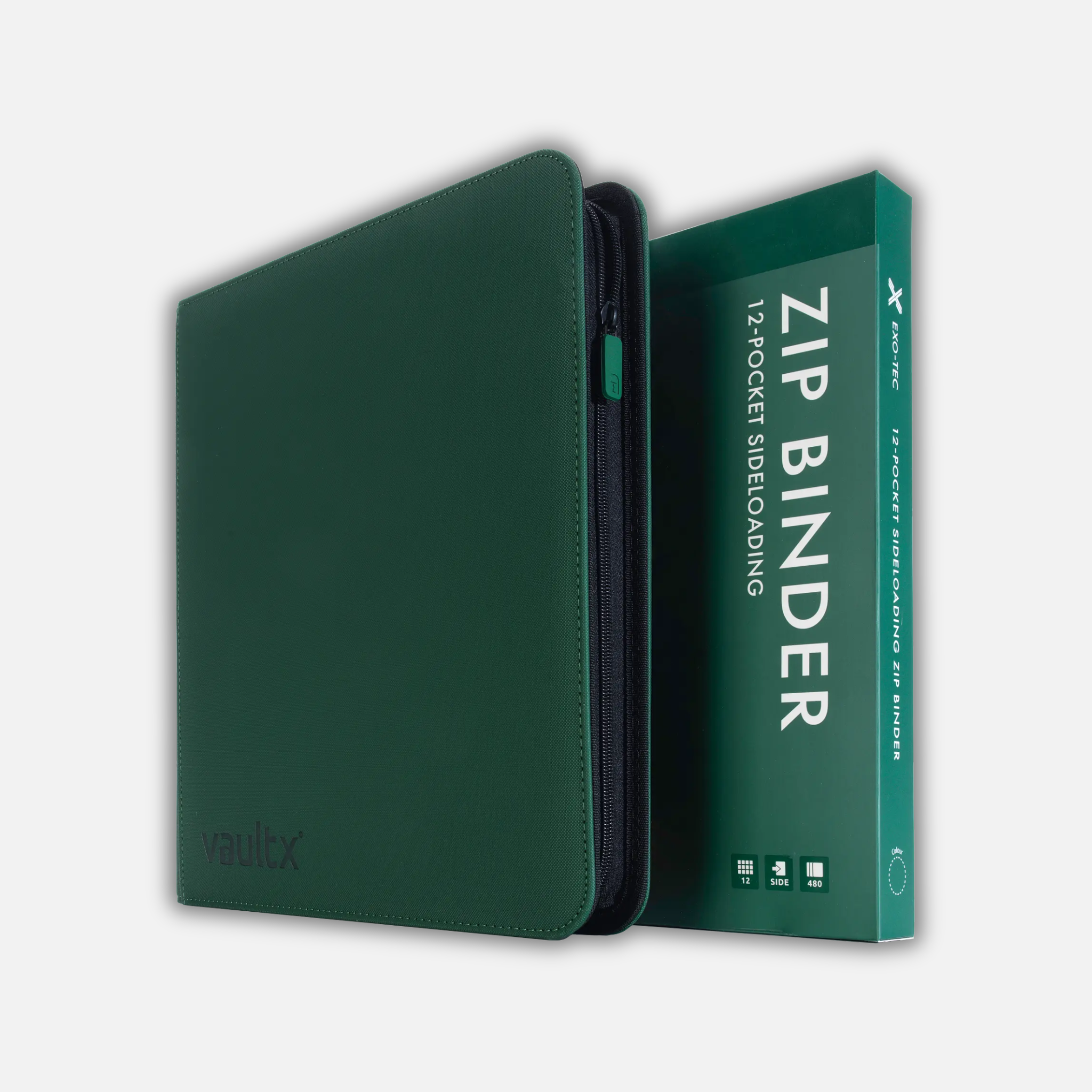 VaultX 12 Pocket Premium Zip Binder Zeleni