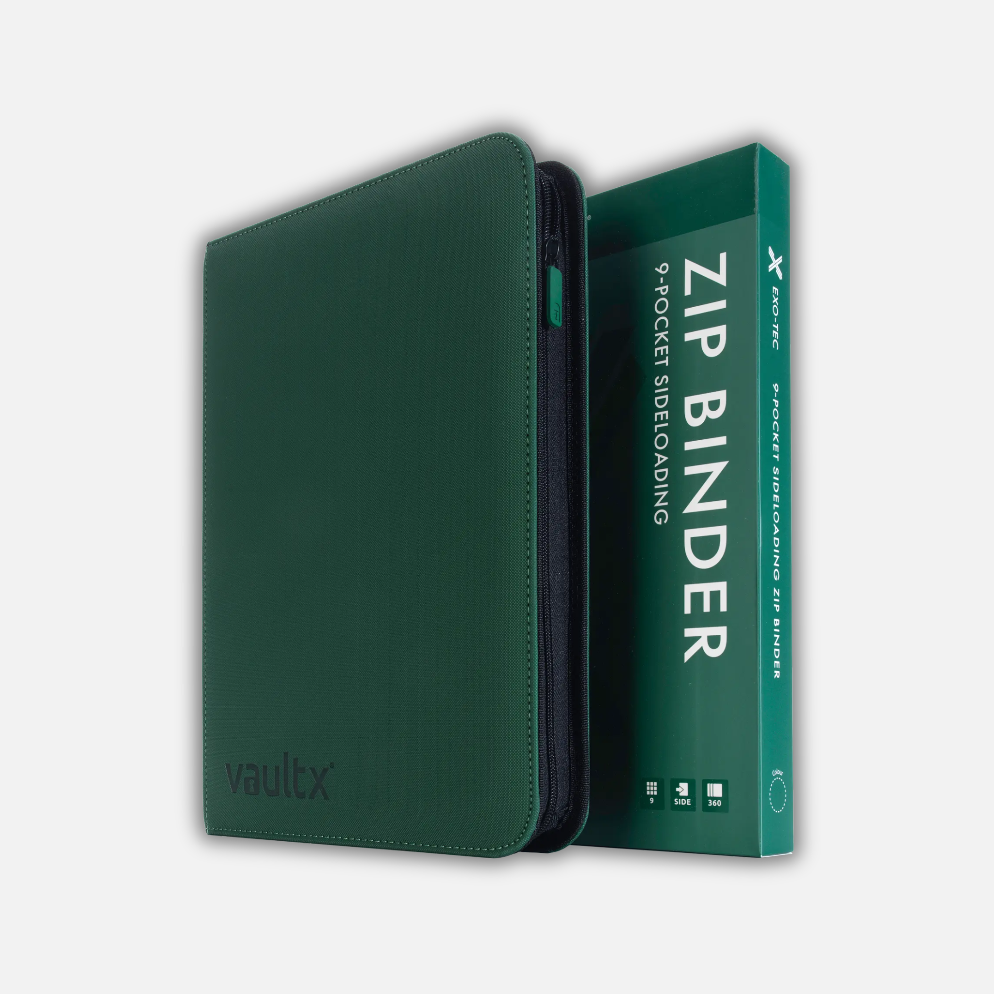 VaultX 9 Pocket Premium Zip Binder Zeleni